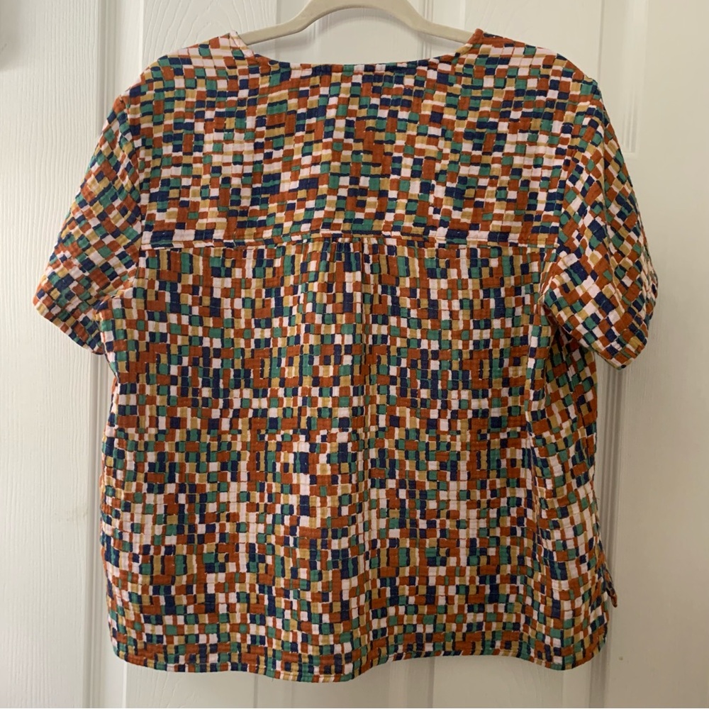 Eddie Bauer printed gauzy cotton top sz L - Picture 2 of 6